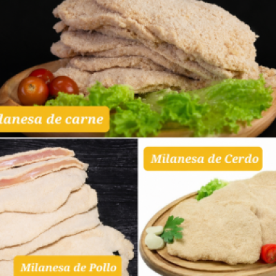 Milanesas de carne, cerdo y pollo